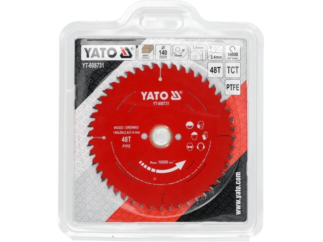 Pjovimo diskas medienai su PTFE danga, 140 × 20 mm, 48 dantų YATO (YT-608731) 3