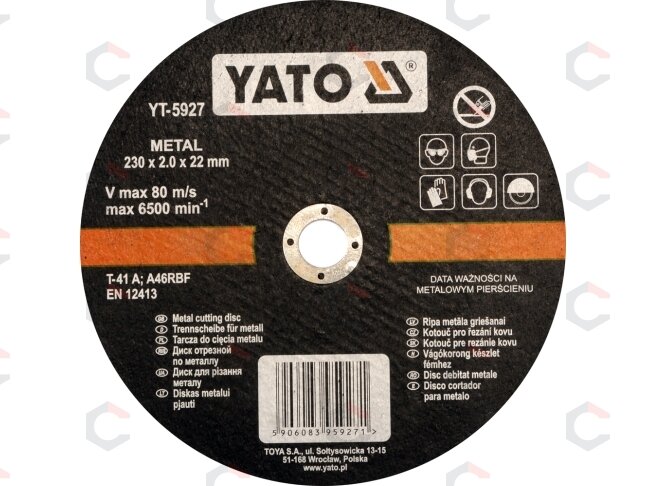 Pjovimo diskas metalo pjaustymui | 230x2,0x22 mm (YT-5927) Pjovimo diskas metalo pjaustymui | 230x2,0x22 mm (YT-5927)