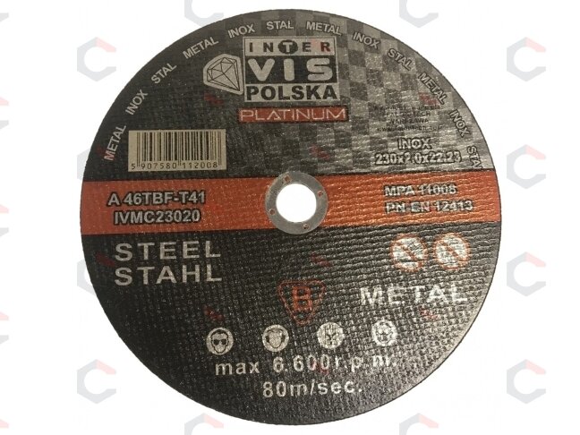Pjovimo diskas metalui | 230x2x22,23 (A46TBF-23) 1 Pjovimo diskas metalui | 230x2x22,23 (A46TBF-23) 1