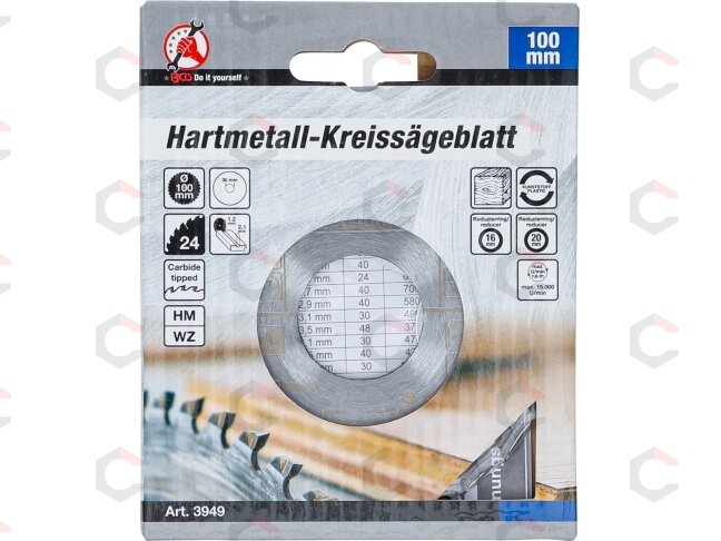 Pjovimo diskas su karbidu | Ø 100 x 30 x 2.1 mm | 24 dantukai (3949) 2 Pjovimo diskas su karbidu | Ø 100 x 30 x 2.1 mm | 24 dantukai (3949) 2