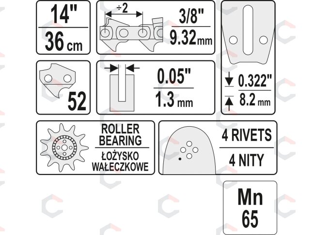 Pjovimo juosta 14" 3/8" 0,05" 52 (YT-84931) 2