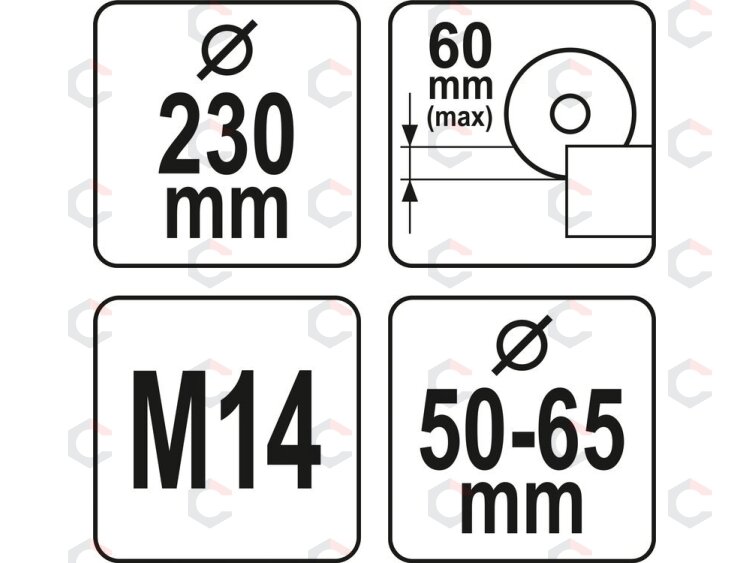 Pjovimo apsauga nuo dulkių | M14 | 230 mm (YT-82990) 2 Pjovimo apsauga nuo dulkių | M14 | 230 mm (YT-82990) 2
