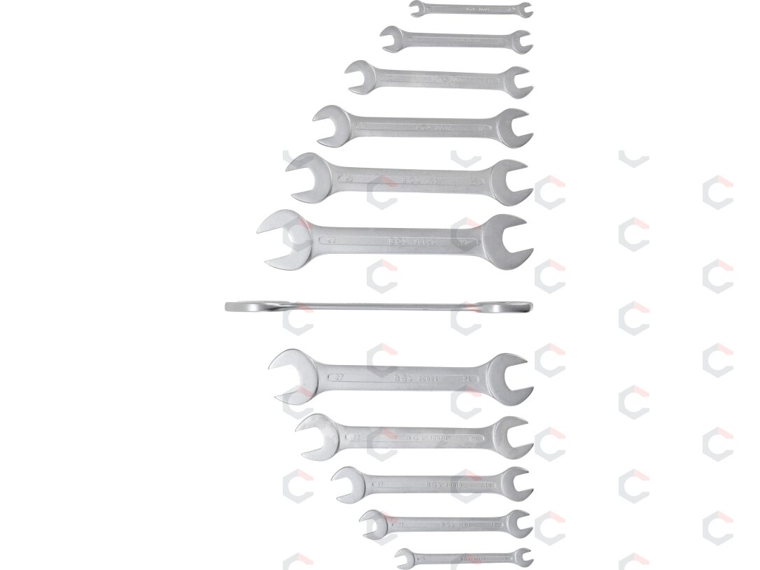 Plokščių raktų rinkinys atviru galu | 6 - 32 mm | 12 vnt. (30601) 1