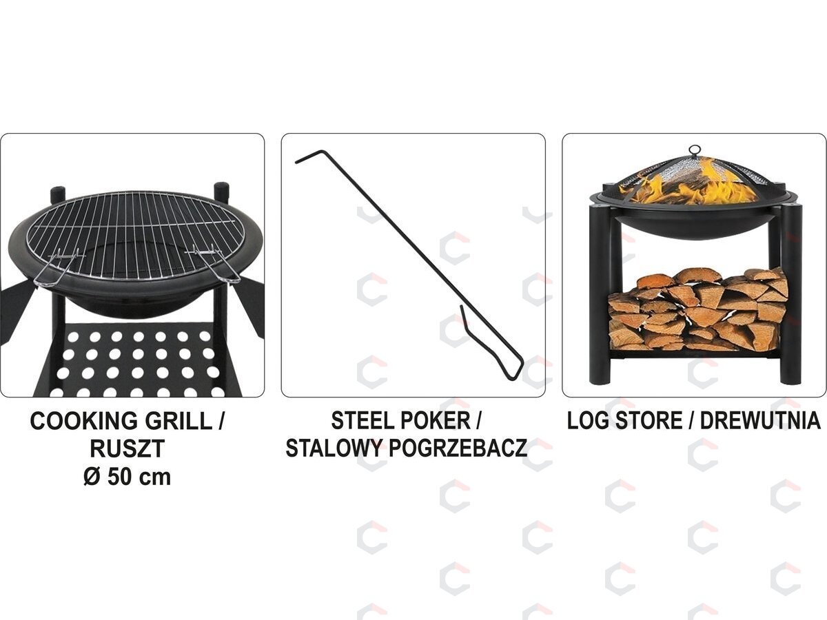 Plieninė krosnelė su grotelėmis | malkų dėžė | Ø50 cm (99713) 8 Plieninė krosnelė su grotelėmis | malkų dėžė | Ø50 cm (99713) 8
