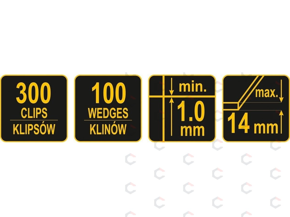 Plytelių išlyginimo sistema | 1 mm / 100 pleištų ir 300 spaustukų rinkinys kibire (04715) 6 Plytelių išlyginimo sistema | 1 mm / 100 pleištų ir 300 spaustukų rinkinys kibire (04715) 6