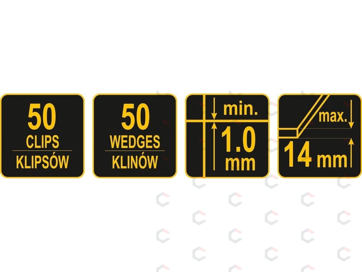 Plytelių išlyginimo sistema | 1 mm / 50 pleištų ir 50 spaustukų rinkinys (04714) 6 Plytelių išlyginimo sistema | 1 mm / 50 pleištų ir 50 spaustukų rinkinys (04714) 6
