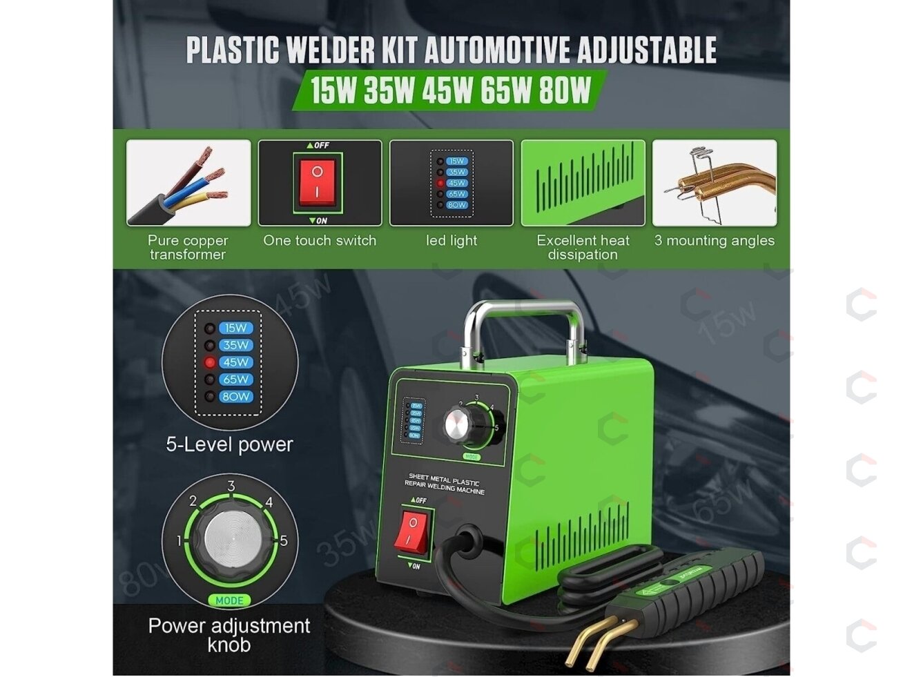 Plastiko remonto sistema / prietaisas | + 600 vnt kniedžių (HS80W) 9 Plastiko remonto sistema / prietaisas | + 600 vnt kniedžių (HS80W) 9