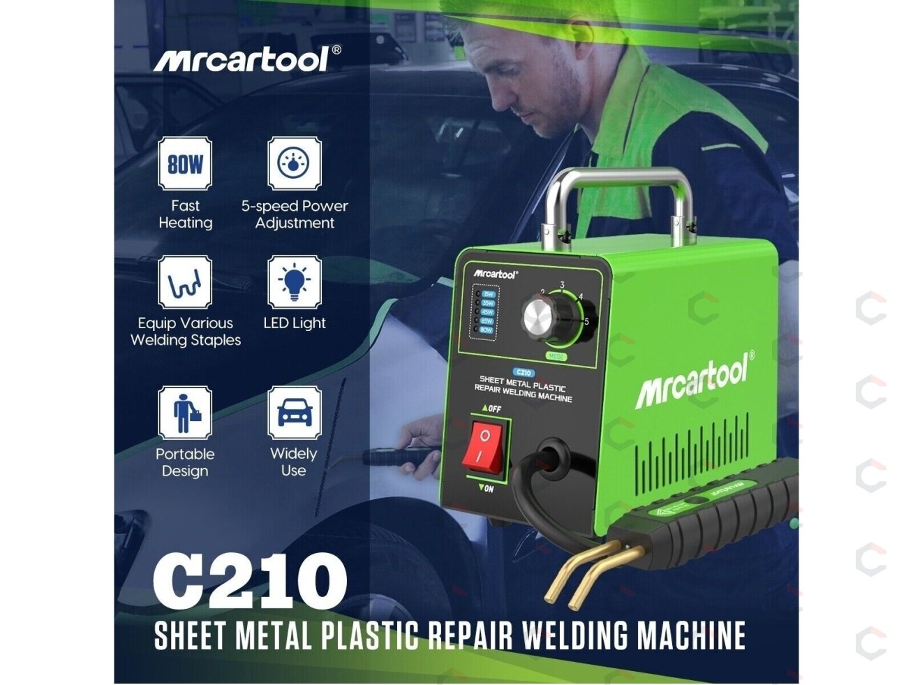 Plastiko remonto sistema / prietaisas | + 600 vnt kniedžių (HS80W) 10 Plastiko remonto sistema / prietaisas | + 600 vnt kniedžių (HS80W) 10