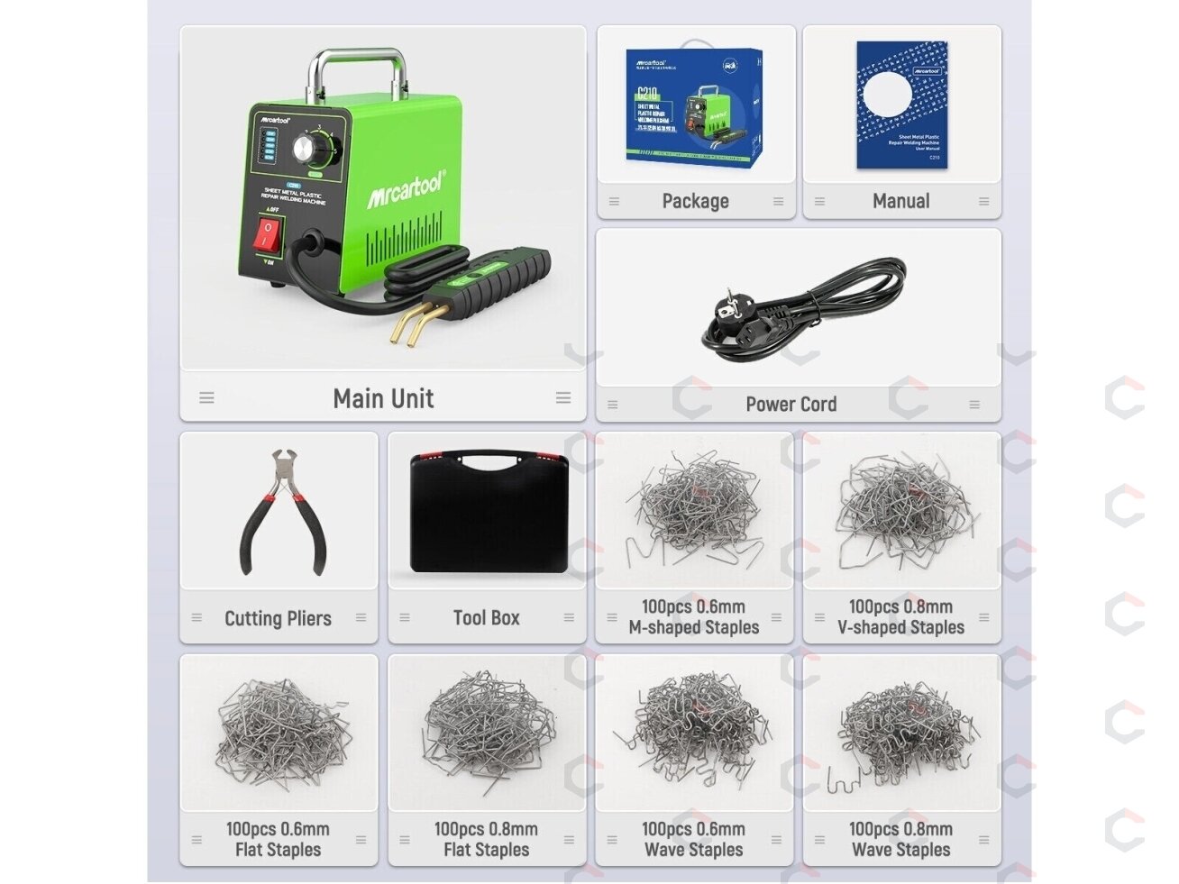 Plastiko remonto sistema / prietaisas | + 600 vnt kniedžių (HS80W) 12 Plastiko remonto sistema / prietaisas | + 600 vnt kniedžių (HS80W) 12