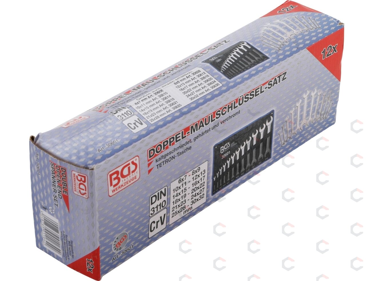 Plokščių raktų rinkinys atviru galu | 6 - 32 mm | 12 vnt. (30601) 2