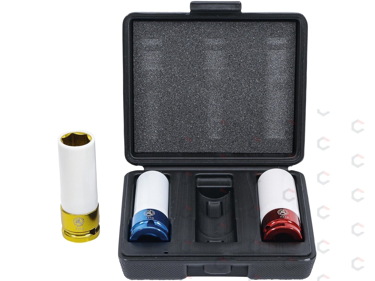 Plonasienių smūginių galvučių rinkinys su apsaugom | 12,5 mm (1/2") | 17/19/21 mm | 3 vnt. (7310) 1