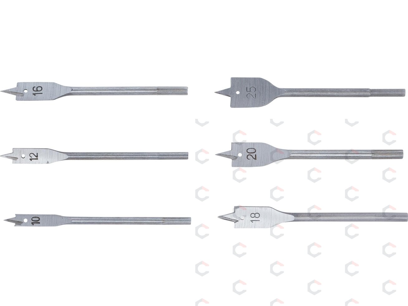Plunksninių grąžtų rinkinys medienai BGS | 10–25 mm | 150 mm | 6 vnt. (50796) 2 Plunksninių grąžtų rinkinys medienai BGS | 10–25 mm | 150 mm | 6 vnt. (50796) 2