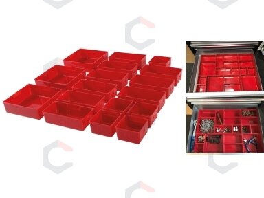 Plastikiniai sandėliavimo padėklai | įrankių spintelėms | 17 vnt. (9550) Plastikiniai sandėliavimo padėklai | įrankių spintelėms | 17 vnt. (9550)