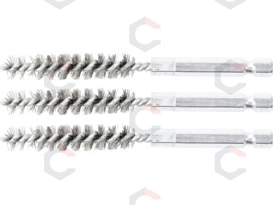 Plieniniai šepečiai vamzdeliams | 10 mm | 6,3 mm (1/4") | 3 vnt. (3078-10-S)