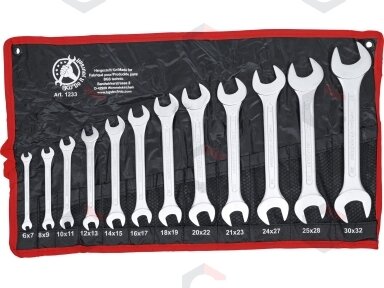 Plokščių raktų rinkinys atvirais galais | 6 x 7 - 30 x 32 mm | 12 vnt. (1233) Plokščių raktų rinkinys atvirais galais | 6 x 7 - 30 x 32 mm | 12 vnt. (1233)
