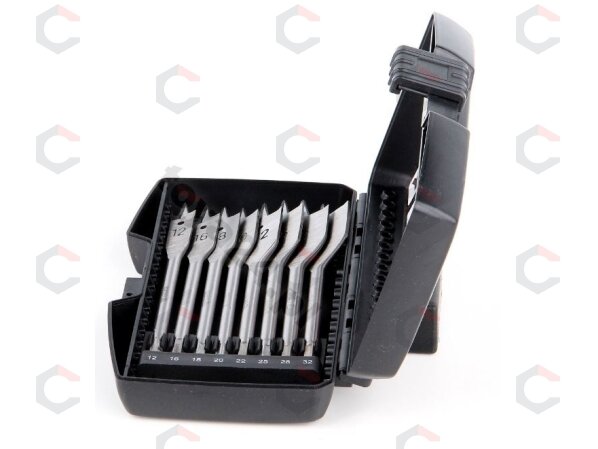 Plunksninių grąžtų rinkinys | 1/4" antgalis | 12-32 mm | 8 vnt (YT-3259) 4 Plunksninių grąžtų rinkinys | 1/4" antgalis | 12-32 mm | 8 vnt (YT-3259) 4