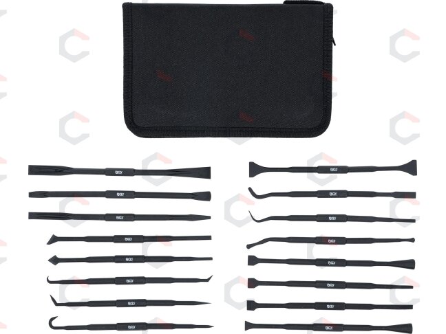 Plastikinis grandiklis ir kabliukai / krapštukai tarpinėms | išmontavimo įrankių rinkinys | 16 vnt. (70919) 2
