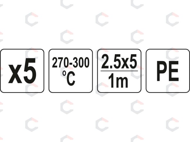 Plastiko suvirinimo juosta | polietilenas (PE) | 2.5X5 mm | 5х1m / 5 vnt. (YT-82304) 3 Plastiko suvirinimo juosta | polietilenas (PE) | 2.5X5 mm | 5х1m / 5 vnt. (YT-82304) 3