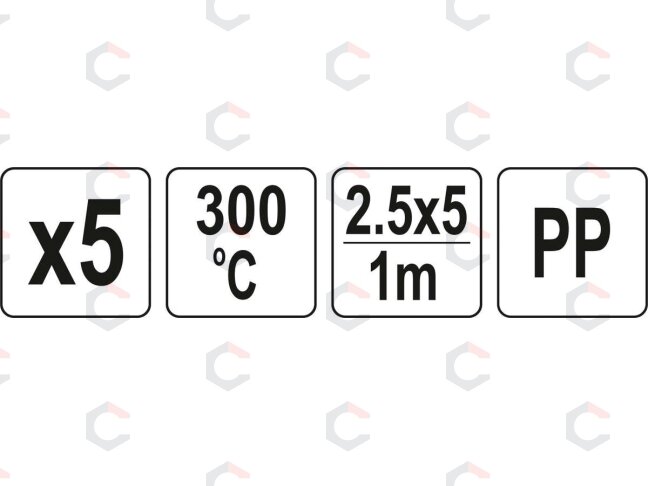 Plastiko suvirinimo juosta | polipropilenas (PP) | 2.5X5 mm | 5х1m / 5 vnt. (YT-82303) 3 Plastiko suvirinimo juosta | polipropilenas (PP) | 2.5X5 mm | 5х1m / 5 vnt. (YT-82303) 3