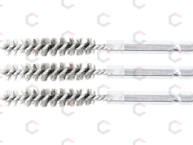 Plieniniai šepečiai vamzdeliams | 10 mm | 6,3 mm (1/4") | 3 vnt. (3078-10-S) Plieniniai šepečiai vamzdeliams | 10 mm | 6,3 mm (1/4") | 3 vnt. (3078-10-S)