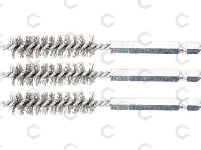 Plieniniai šepečiai vamzdeliams | 12 mm | 6,3 mm (1/4") | 3 vnt. (3078-12-S) Plieniniai šepečiai vamzdeliams | 12 mm | 6,3 mm (1/4") | 3 vnt. (3078-12-S)