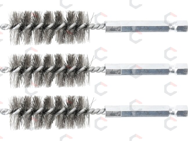 Plieniniai šepečiai vamzdeliams | 18 mm | 6,3 mm (1/4") | 3 vnt. (3078-18-S) Plieniniai šepečiai vamzdeliams | 18 mm | 6,3 mm (1/4") | 3 vnt. (3078-18-S)