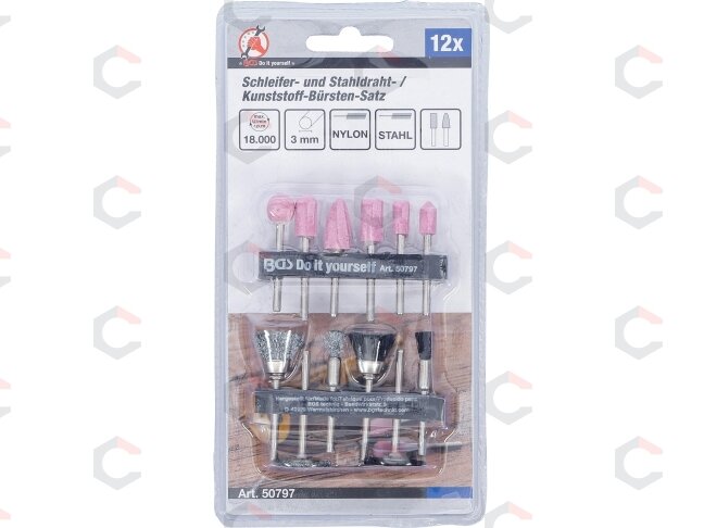 Plieninių / plastikinių / šlifavimo šepečių rinkinys | 12 vnt. (50797) 4 Plieninių / plastikinių / šlifavimo šepečių rinkinys | 12 vnt. (50797) 4
