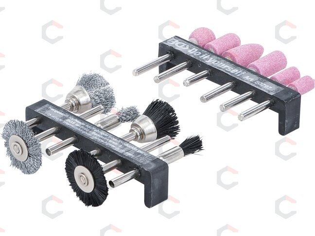 Plieninių / plastikinių / šlifavimo šepečių rinkinys | 12 vnt. (50797) Plieninių / plastikinių / šlifavimo šepečių rinkinys | 12 vnt. (50797)