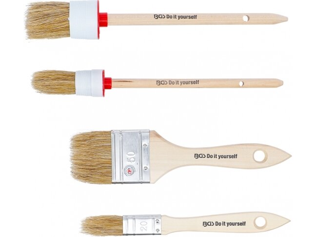 Plokščių ir apvalių dažymo teptukų rinkinys BGS Diy | 4 dalių (76525) 2