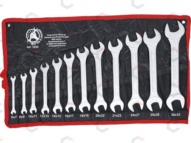 Plokščių raktų rinkinys atvirais galais | 6 x 7 - 30 x 32 mm | 12 vnt. (1233) Plokščių raktų rinkinys atvirais galais | 6 x 7 - 30 x 32 mm | 12 vnt. (1233)