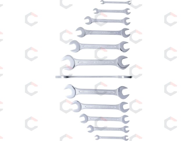 Plokščių raktų rinkinys atvirais galais | 6x7 - 30x32 mm | 12 vnt. (1184) 4 Plokščių raktų rinkinys atvirais galais | 6x7 - 30x32 mm | 12 vnt. (1184) 4
