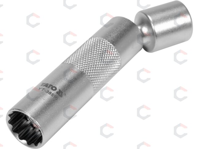 Plonasienė galvutė žvakėms | 14 mm 3/8" | su jungtimi (YT-38516) Plonasienė galvutė žvakėms | 14 mm 3/8" | su jungtimi (YT-38516)