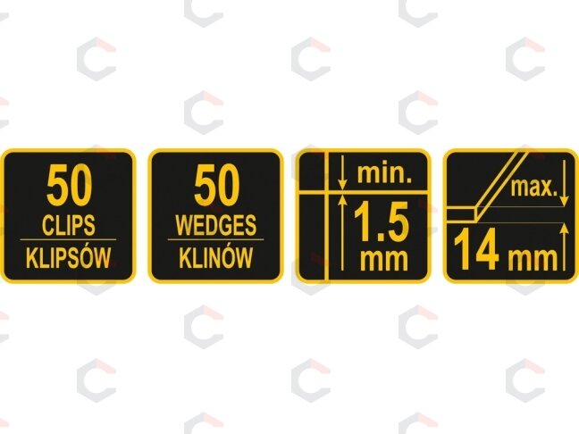 Plytelių išklijavimo sistema | 50 pleištų +50 klipsų (04691) 2 Plytelių išklijavimo sistema | 50 pleištų +50 klipsų (04691) 2
