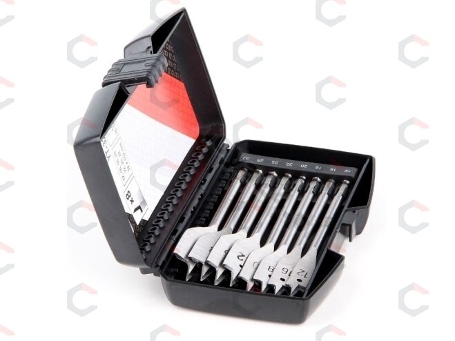Plunksninių grąžtų rinkinys | 1/4" antgalis | 12-32 mm | 8 vnt (YT-3259) 3 Plunksninių grąžtų rinkinys | 1/4" antgalis | 12-32 mm | 8 vnt (YT-3259) 3