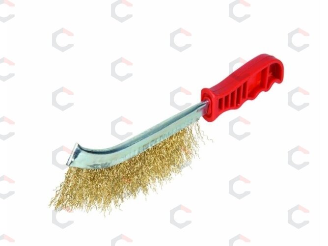Plieninis šepetys dengtas žalvariu su plastikine rankena (ESEN-7265)