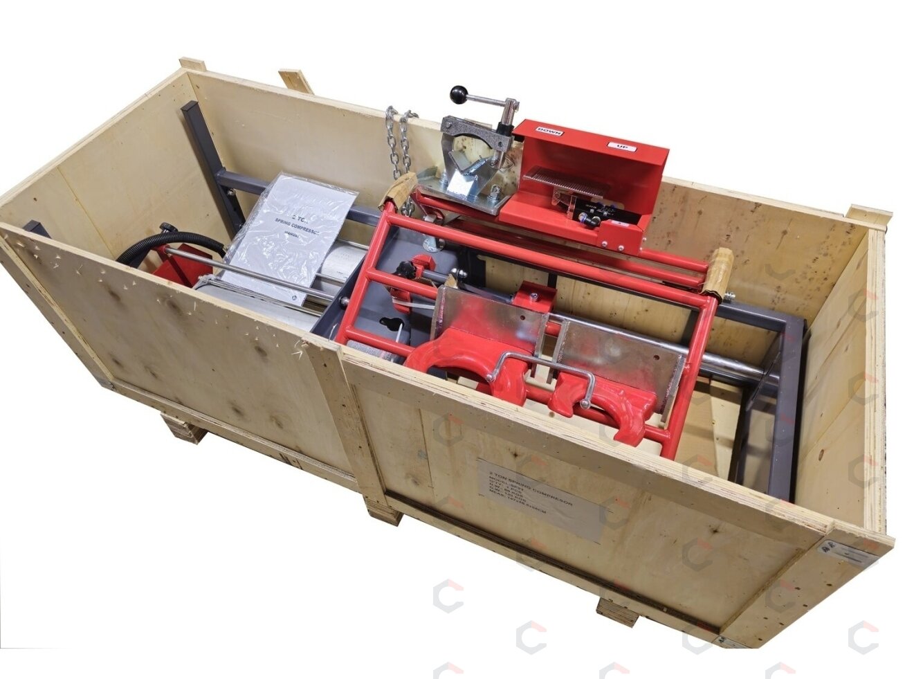 Pneumatinė amortizatorių spyruoklių suspaudimo stotis | dvigubas cilindras | su apsauginiu užraktu | 2000 kg (SP2T) 5 Pneumatinė amortizatorių spyruoklių suspaudimo stotis | dvigubas cilindras | su apsauginiu užraktu | 2000 kg (SP2T) 5