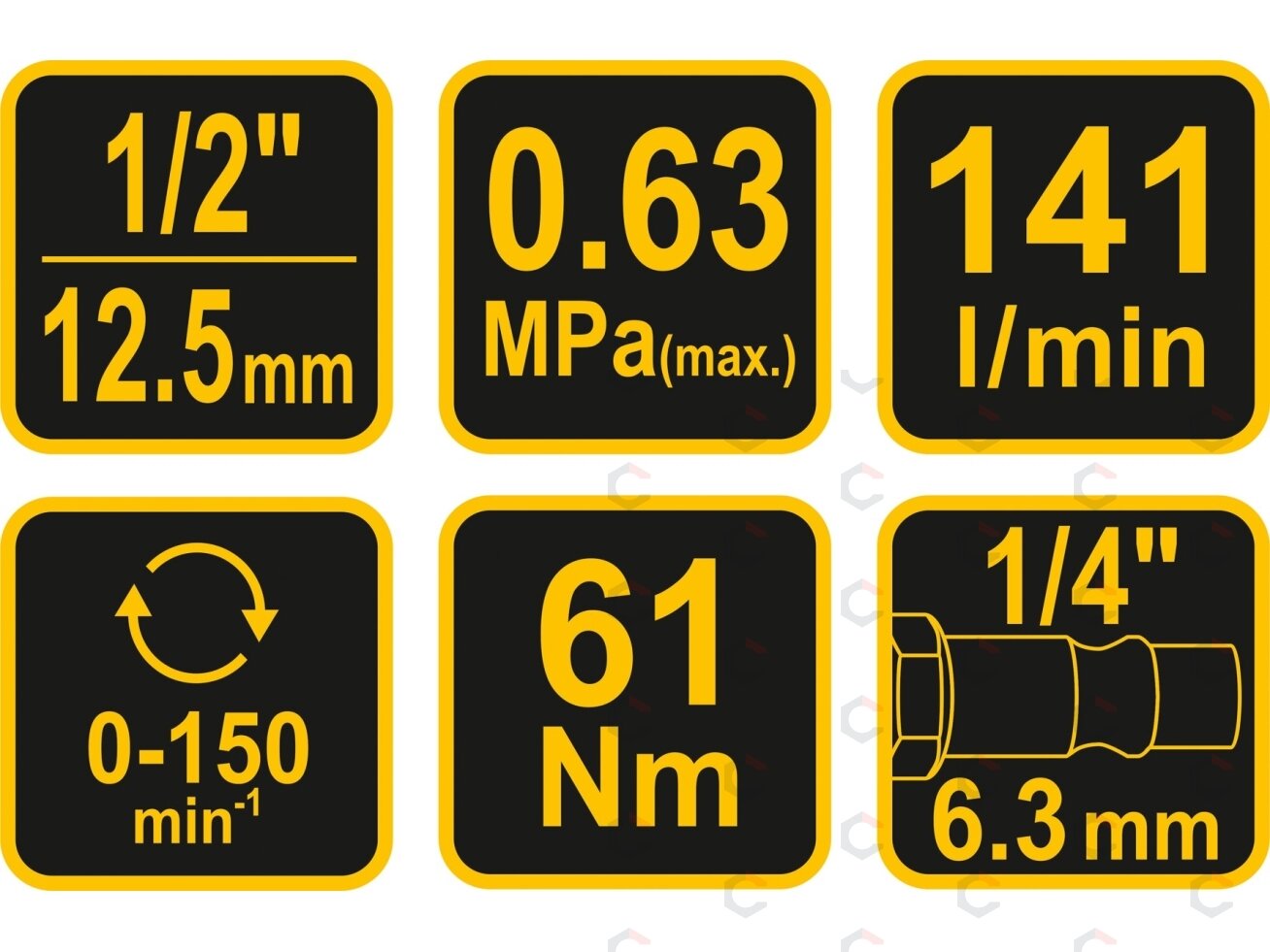 Pneumatinė terkšlė | 1/2" (12,5 mm), 61 Nm (81117) 4 Pneumatinė terkšlė | 1/2" (12,5 mm), 61 Nm (81117) 4