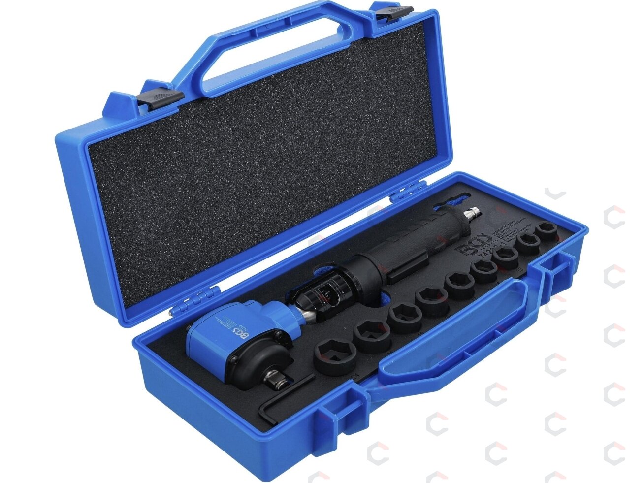 Pneumatinis smūginis veržliasukis | su pakreipiama galvute ir smūginių galvučlų rinkiniu | 12,5 mm (1/2") | 650 Nm | 10 vnt. (74348) 3 Pneumatinis smūginis veržliasukis | su pakreipiama galvute ir smūginių galvučlų rinkiniu | 12,5 mm (1/2") | 650 Nm | 10 vnt. (74348) 3