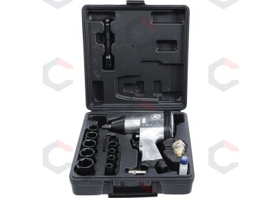 Pneumatinis smūginis veržliaraktis su rinkiniu – 1/2" (12,5 mm), 320 Nm – 16 vnt (3211)