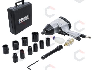 Pneumatinis smūginis veržliaraktis su rinkiniu – 1/2" (12,5 mm), 320 Nm – 16 vnt (3211)