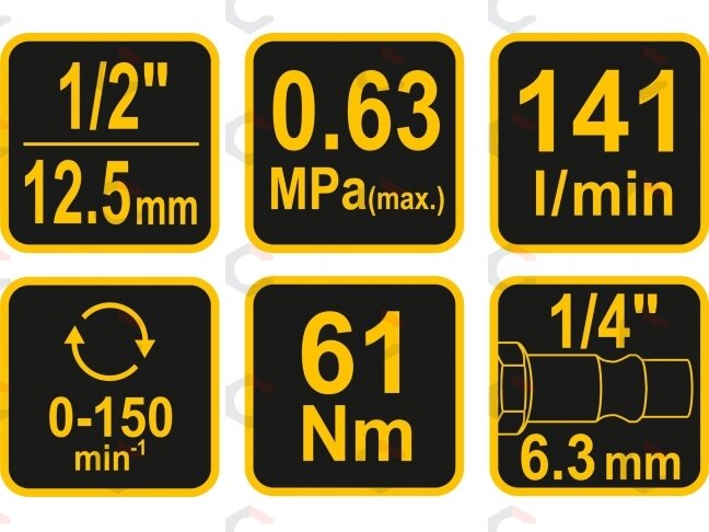 Pneumatinė terkšlė | 1/2" (12,5 mm), 61 Nm (81117) 4 Pneumatinė terkšlė | 1/2" (12,5 mm), 61 Nm (81117) 4