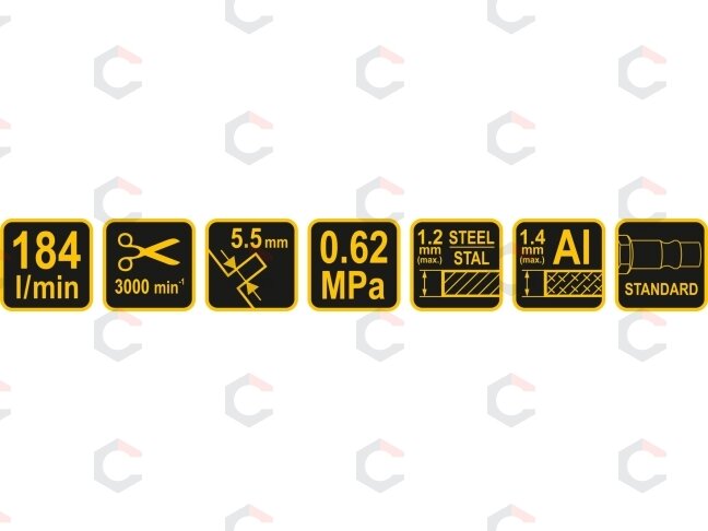 Pneumatinės tiesios žirklės skardai | plienui 1,2 mm, aliuminiui 1,4 mm (81072) 3 Pneumatinės tiesios žirklės skardai | plienui 1,2 mm, aliuminiui 1,4 mm (81072) 3