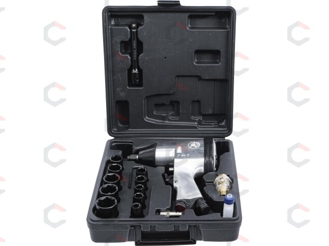 Pneumatinis smūginis veržliaraktis su rinkiniu – 1/2" (12,5 mm), 320 Nm – 16 vnt (3211) 1 Pneumatinis smūginis veržliaraktis su rinkiniu – 1/2" (12,5 mm), 320 Nm – 16 vnt (3211) 1