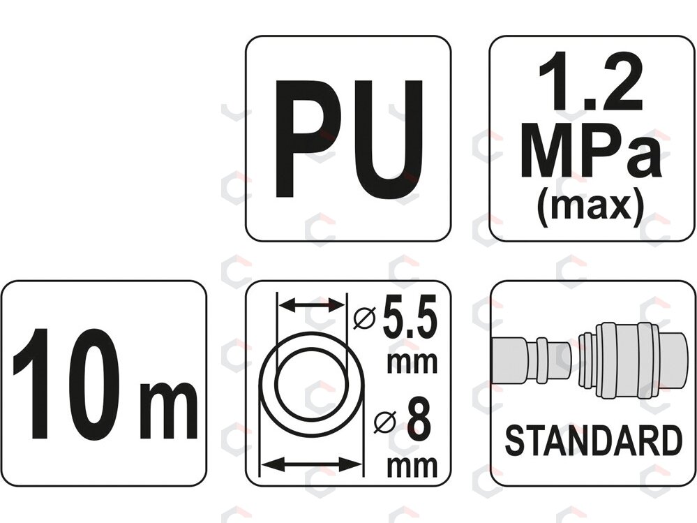 Pneumatinė žarna su antgaliais | 5.5 x 8 mm | 10 m | PU (YT-24202) 2 Pneumatinė žarna su antgaliais | 5.5 x 8 mm | 10 m | PU (YT-24202) 2
