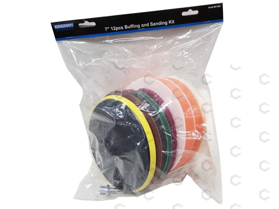 Poliravimo ir šlifavimo padų rinkinys | Ø 180 mm | 12 vnt. (BK1003) 1 Poliravimo ir šlifavimo padų rinkinys | Ø 180 mm | 12 vnt. (BK1003) 1