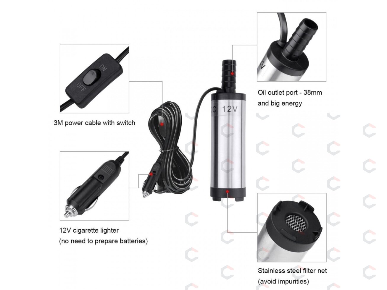 Pompa dyzeliui siaura | Ø 38 mm | 12V (TA-38C) 4 Pompa dyzeliui siaura | Ø 38 mm | 12V (TA-38C) 4