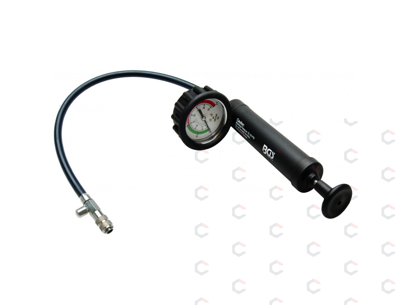 Pompa su manometru radiatorių spaudimui 0 - 25 bar BGS 8027, 8098 (8027-1) 2 Pompa su manometru radiatorių spaudimui 0 - 25 bar BGS 8027, 8098 (8027-1) 2