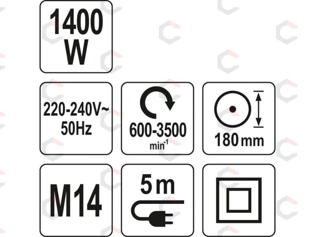 Poliravimo mašinėlė | 600-3500 RPM | 1400W | 180 mm (YT-82196) 8 Poliravimo mašinėlė | 600-3500 RPM | 1400W | 180 mm (YT-82196) 8