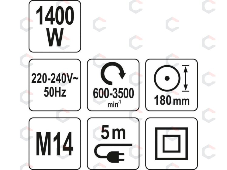Poliravimo mašinėlė | 600-3500 RPM | 1400W | 180 mm (YT-82196) 8 Poliravimo mašinėlė | 600-3500 RPM | 1400W | 180 mm (YT-82196) 8
