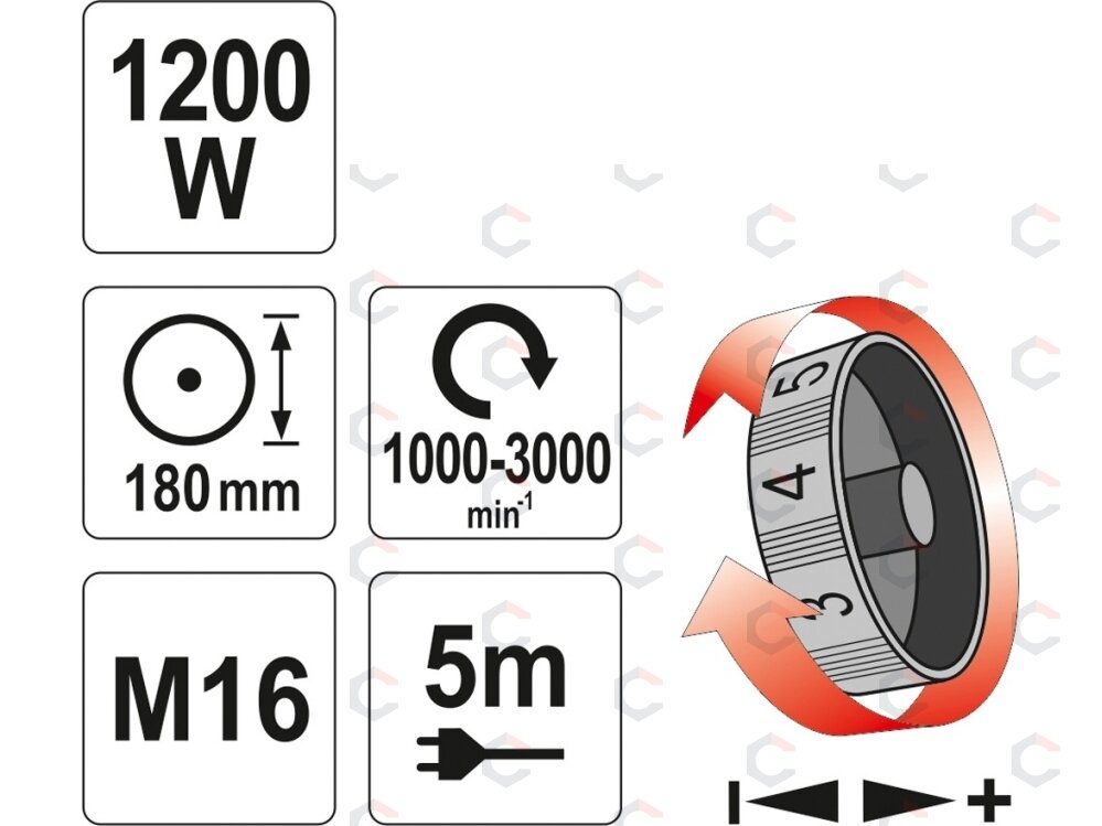 Poliravimo mašinėlė | 1200W | 180 mm (YT-82195) 6 Poliravimo mašinėlė | 1200W | 180 mm (YT-82195) 6
